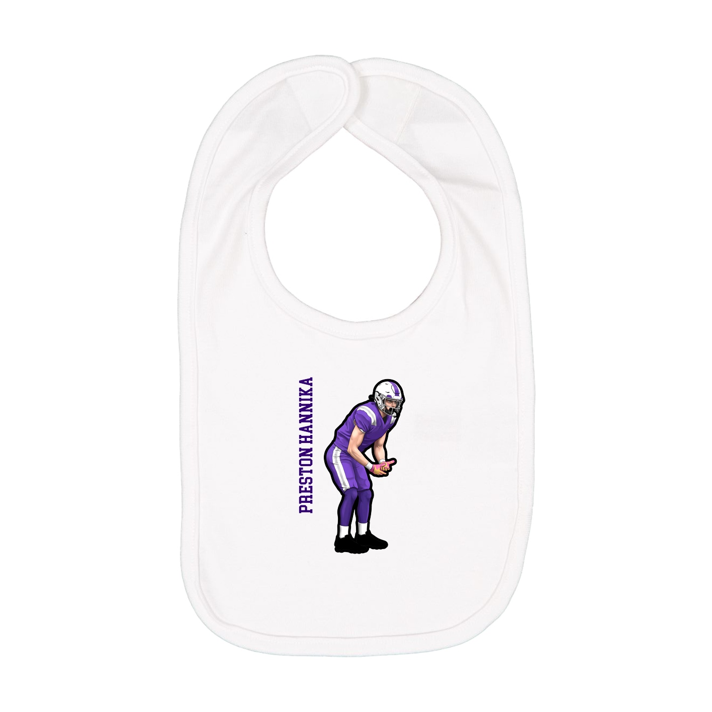 Infant Bib — Name Vertical in White