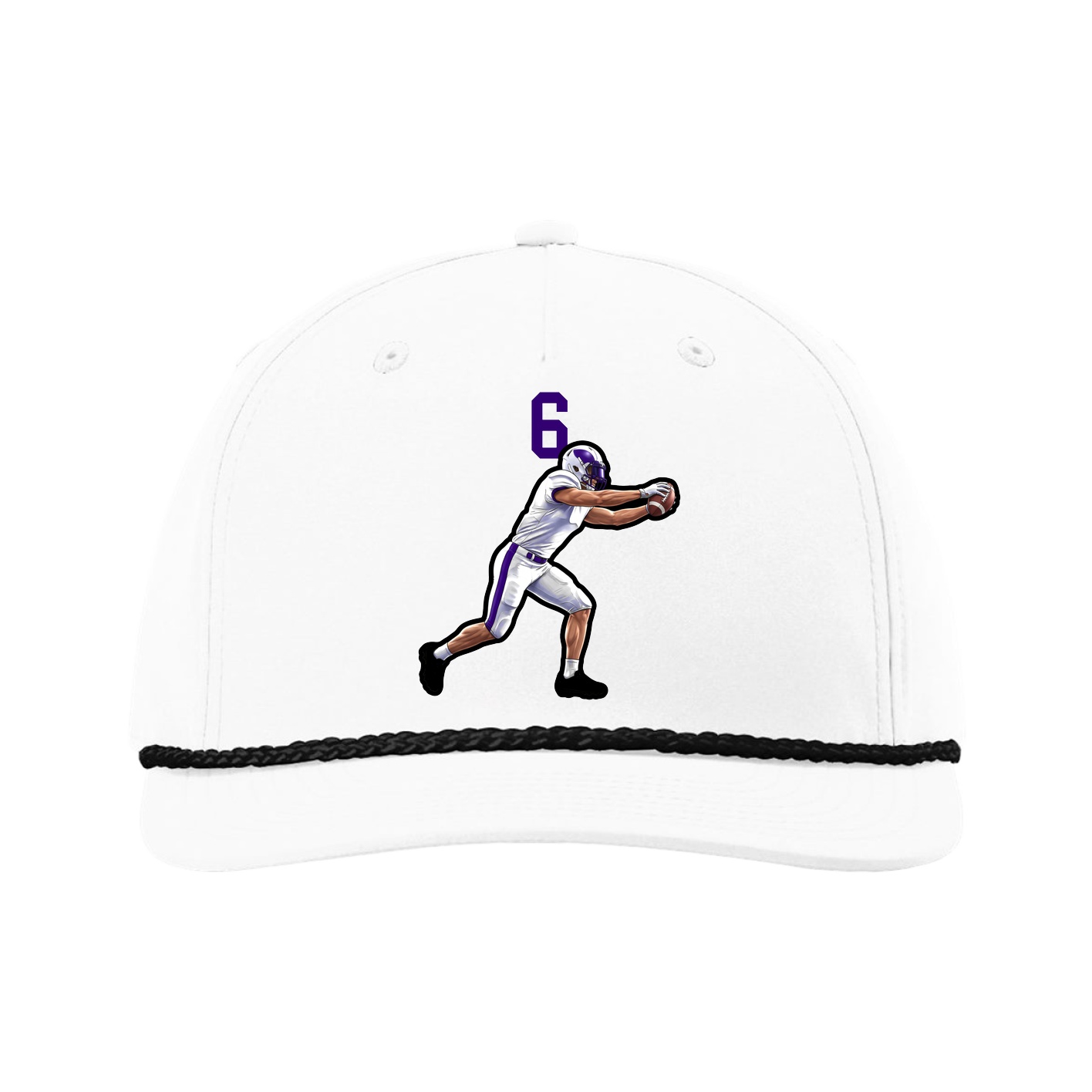 Five-Panel Classic Rope Cap — Number Top in White