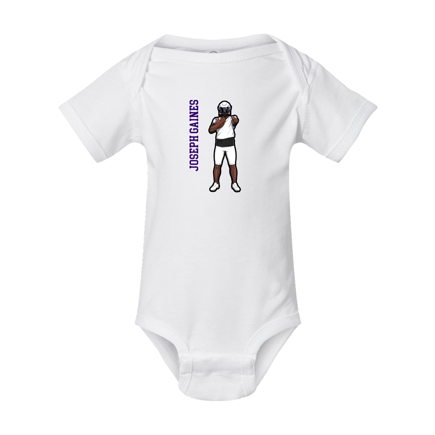 Baby Onesie — Name Vertical in White