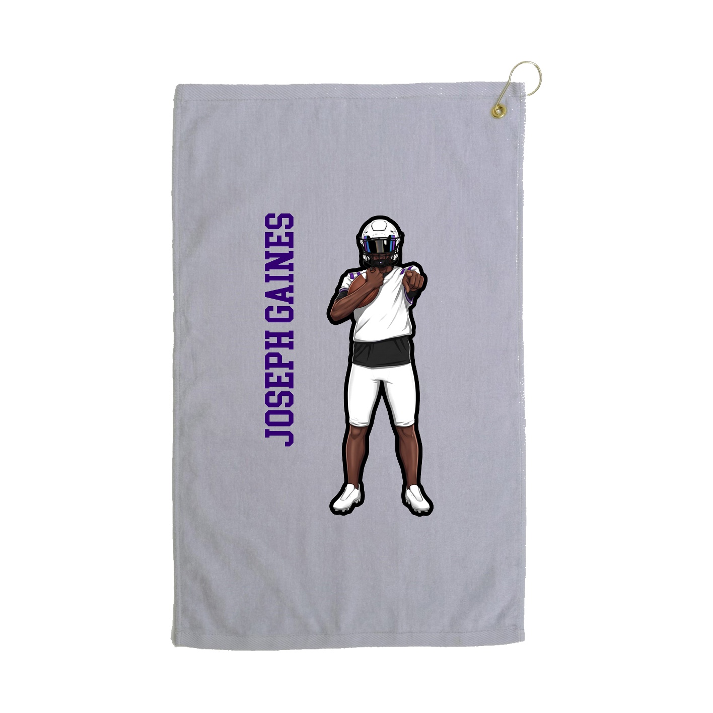 Golf Towel — Name Vertical in Grey