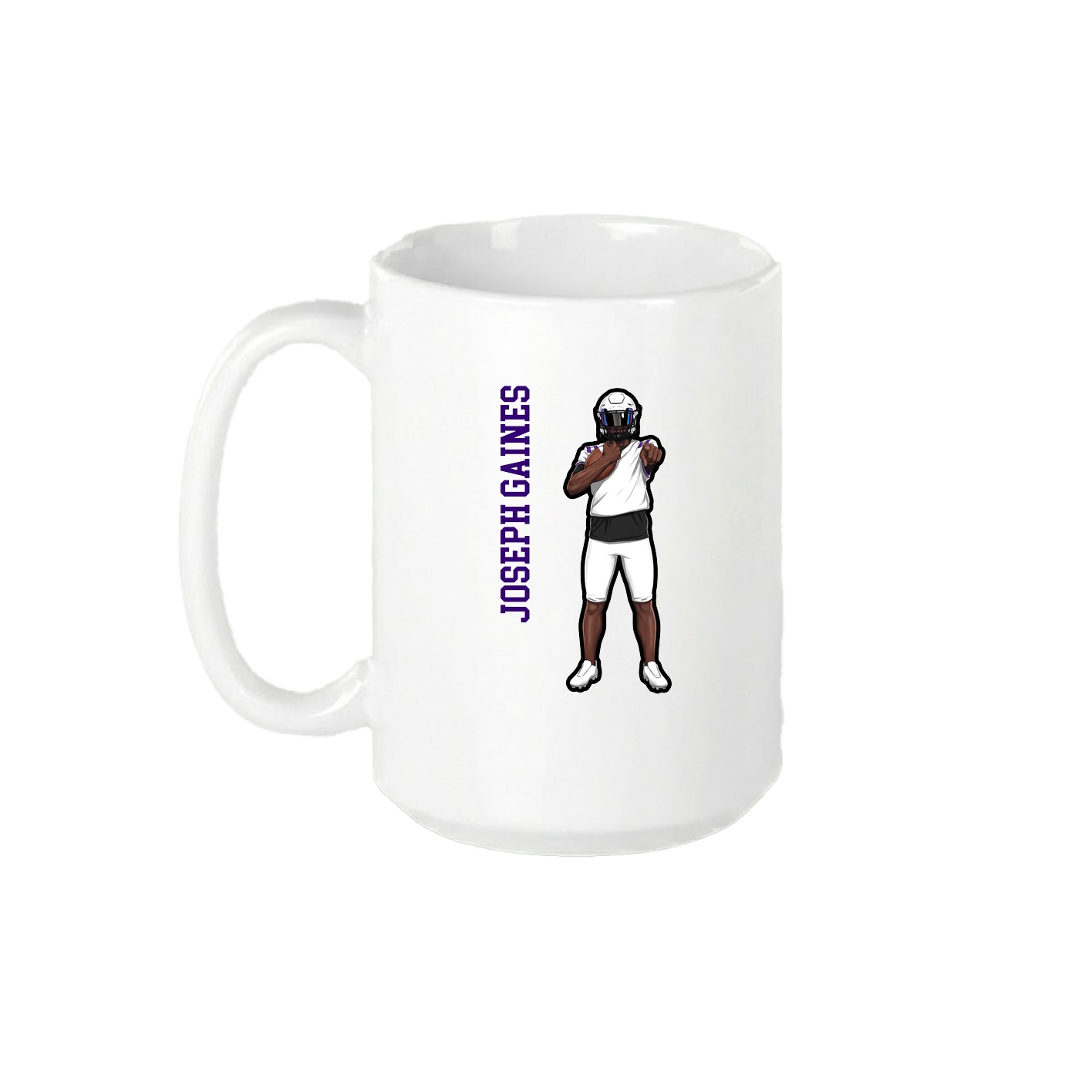 15oz Coffee Mug — Name Vertical in White