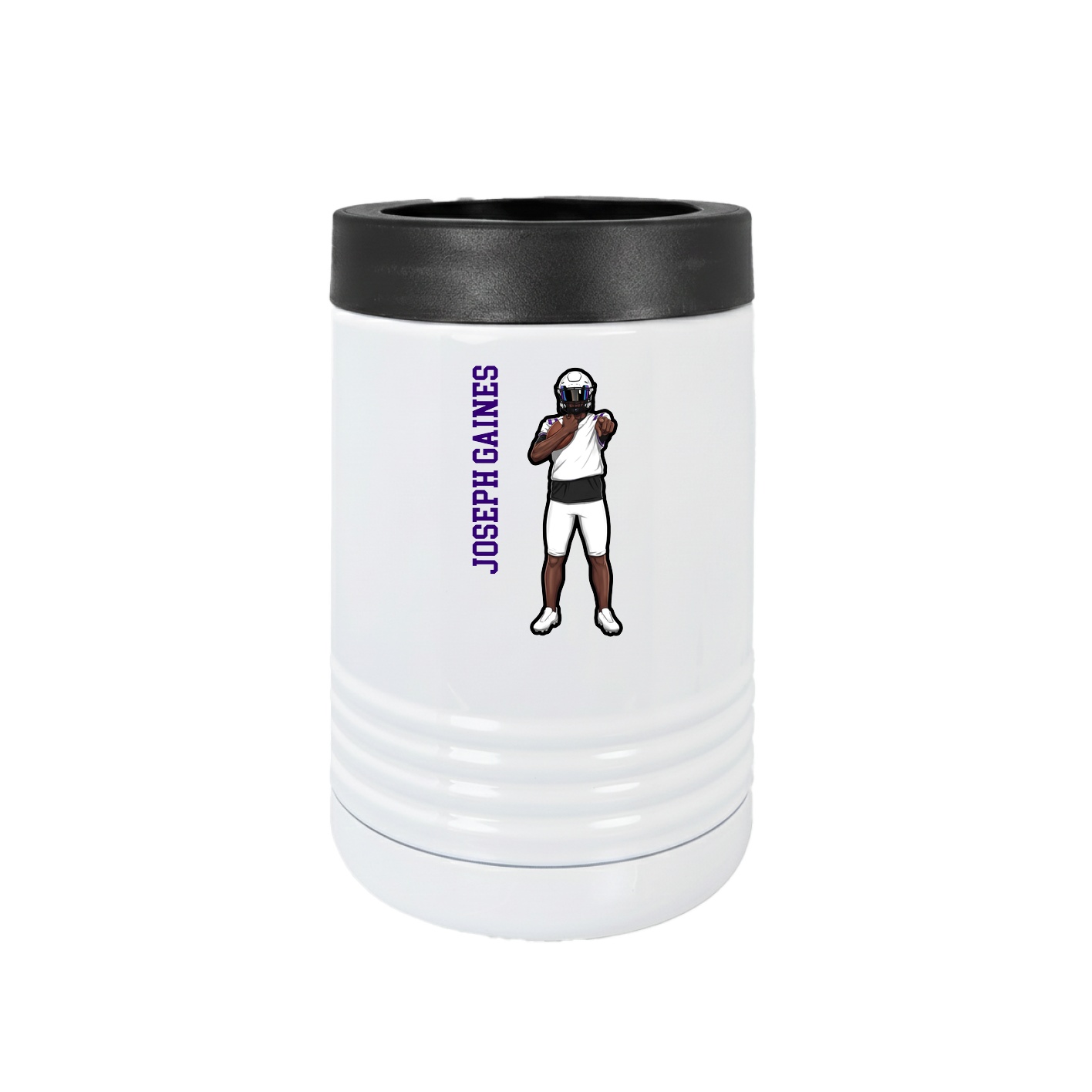 Beverage Holder — Name Vertical in White