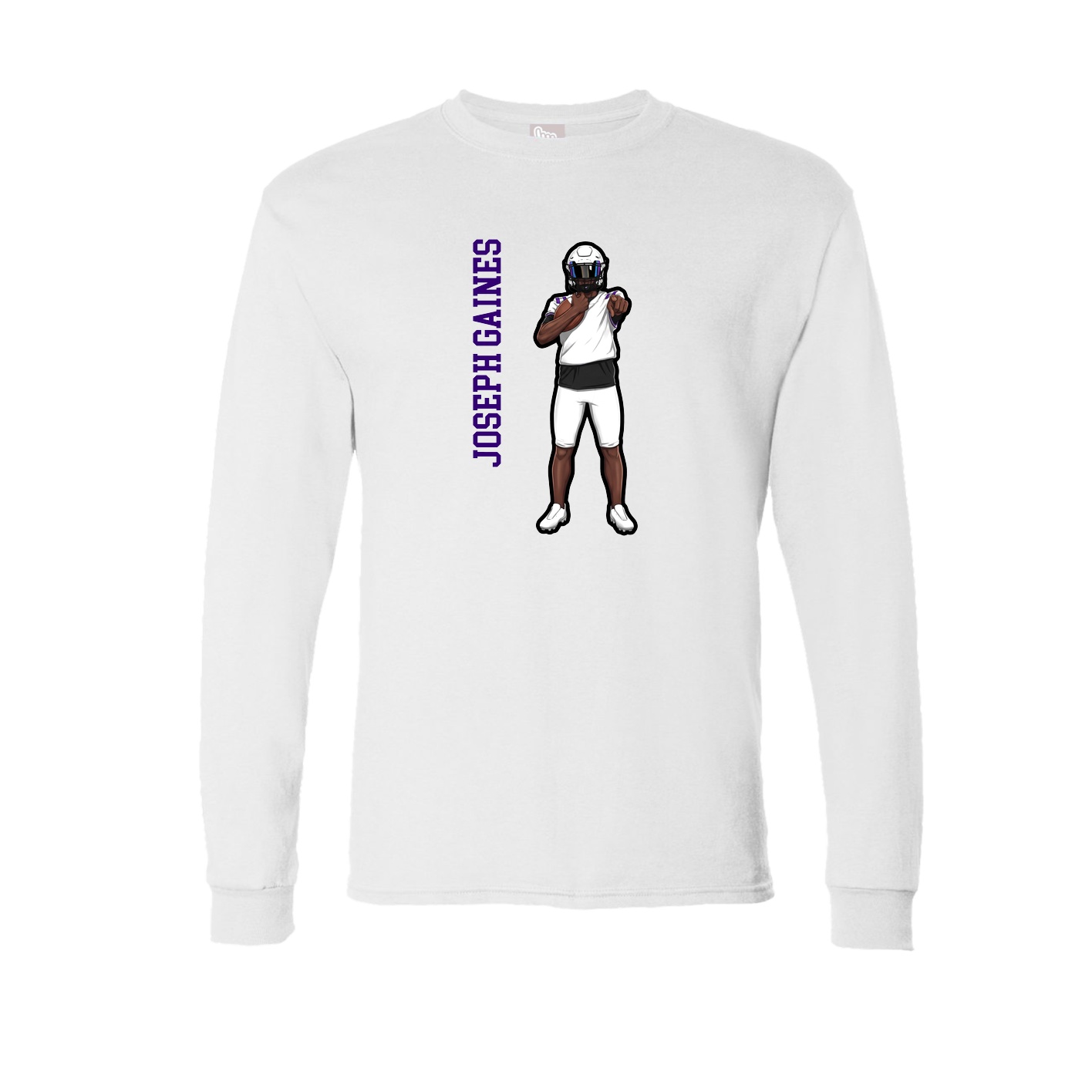 Long Sleeve Tee — Name Vertical in White