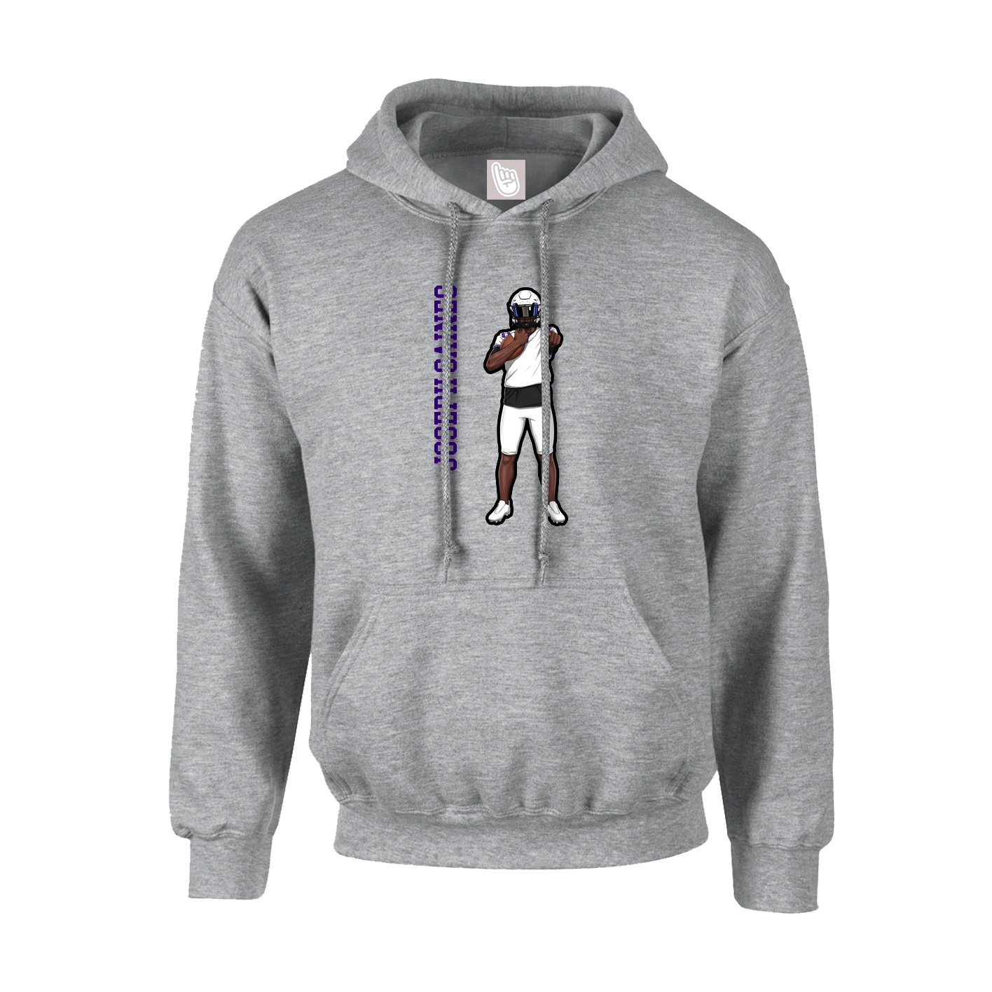 Hoodie — Name Vertical in Grey