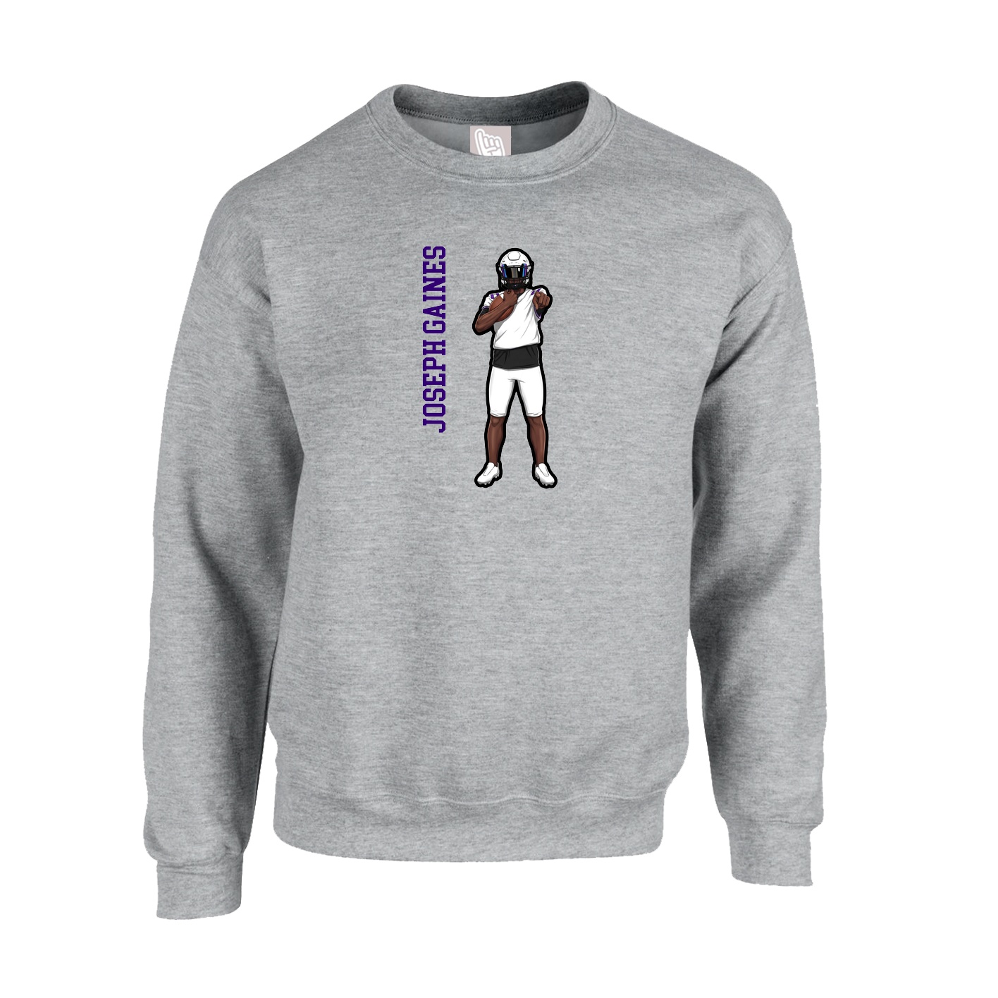 Fleece Crew — Name Vertical in Grey