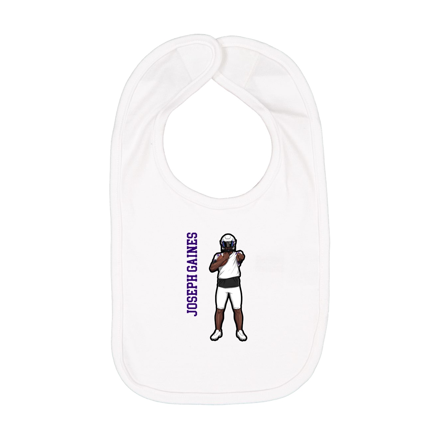 Infant Bib — Name Vertical in White