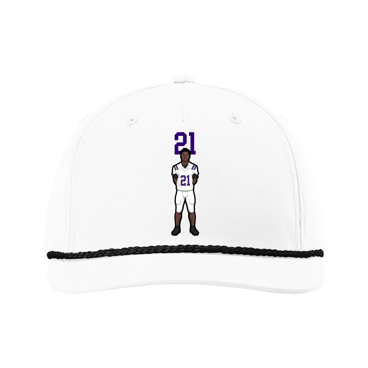 Five-Panel Classic Rope Cap — Number Top in White