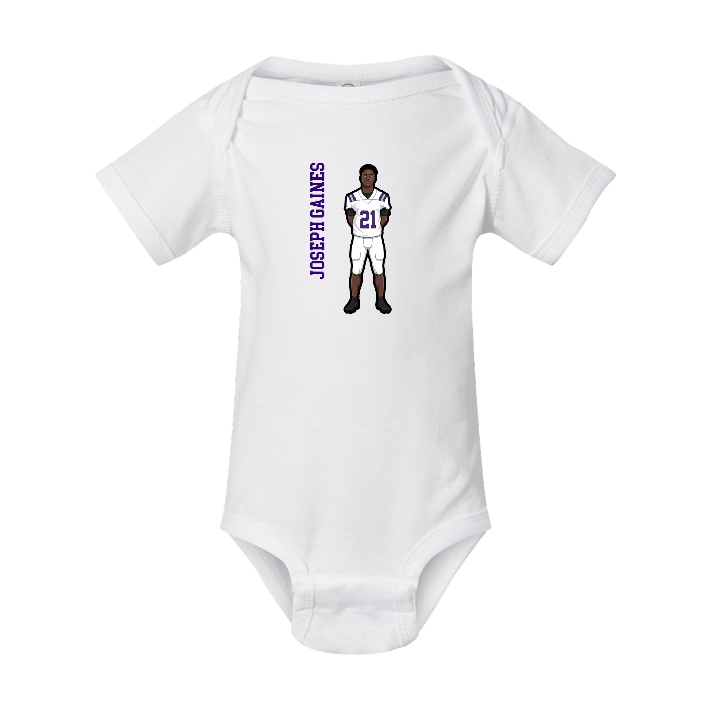Baby Onesie — Name Vertical in White