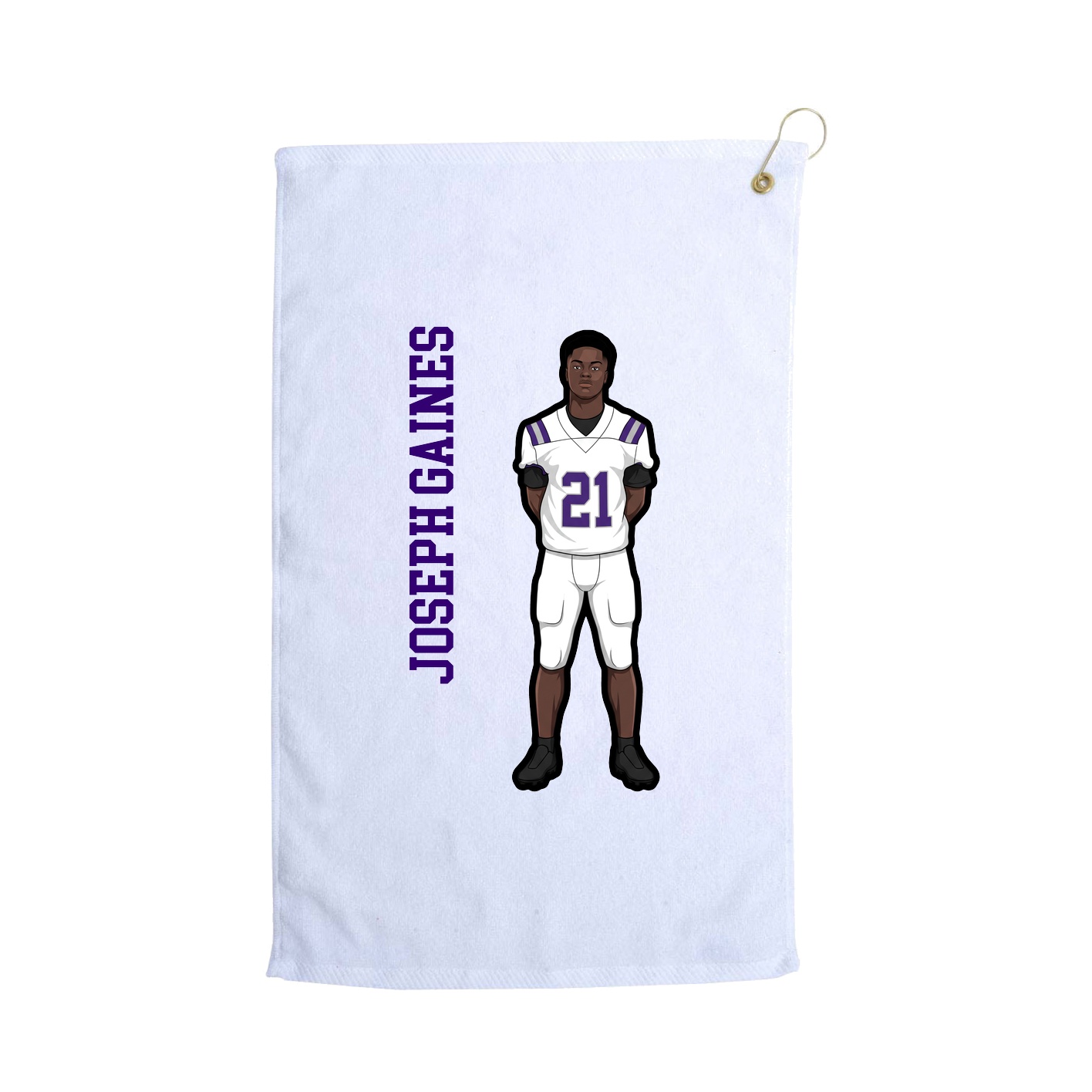 Golf Towel — Name Vertical in White