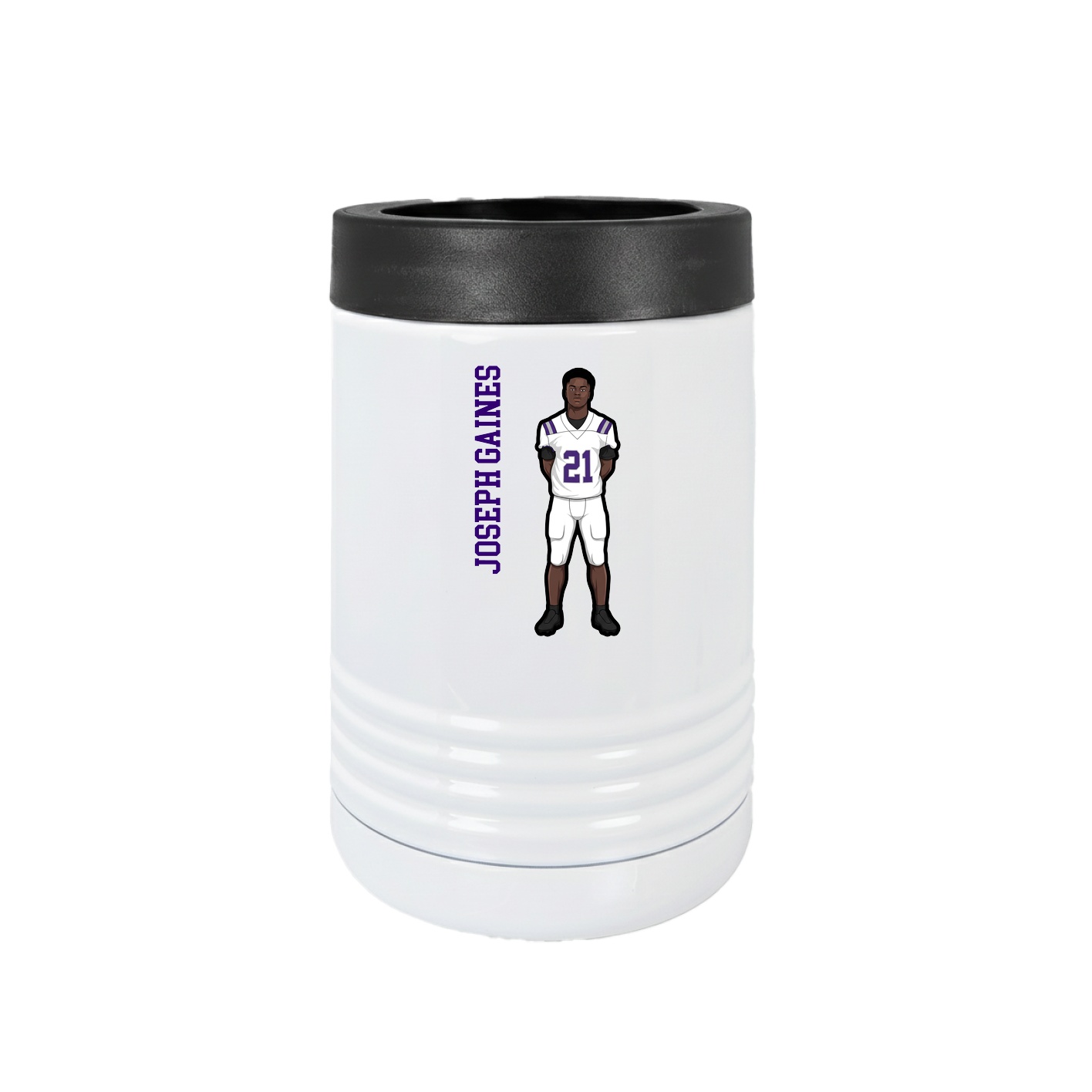 Beverage Holder — Name Vertical in White