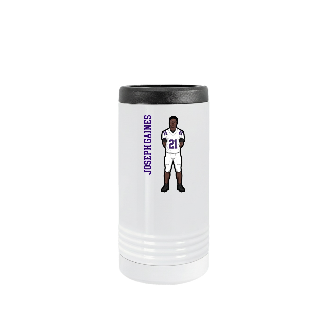Slim Beverage Holder — Name Vertical in White