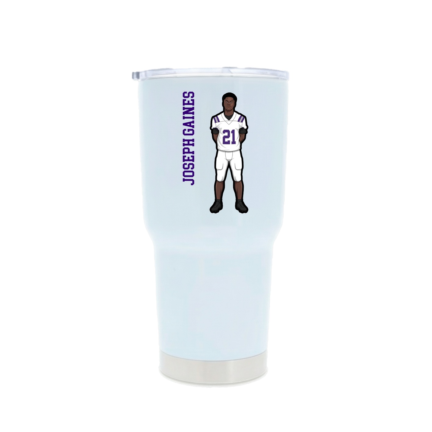 30oz Stainless Steel Tumbler — Name Vertical in White