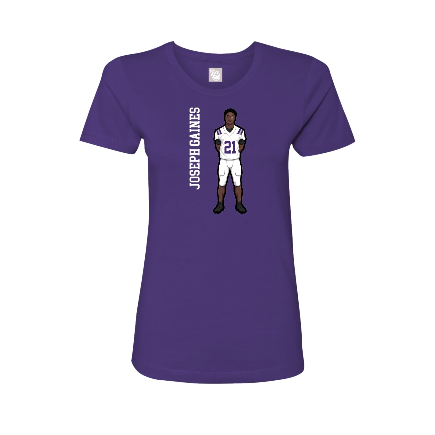 Fitted Women's Tee — Name Vertical in Purple