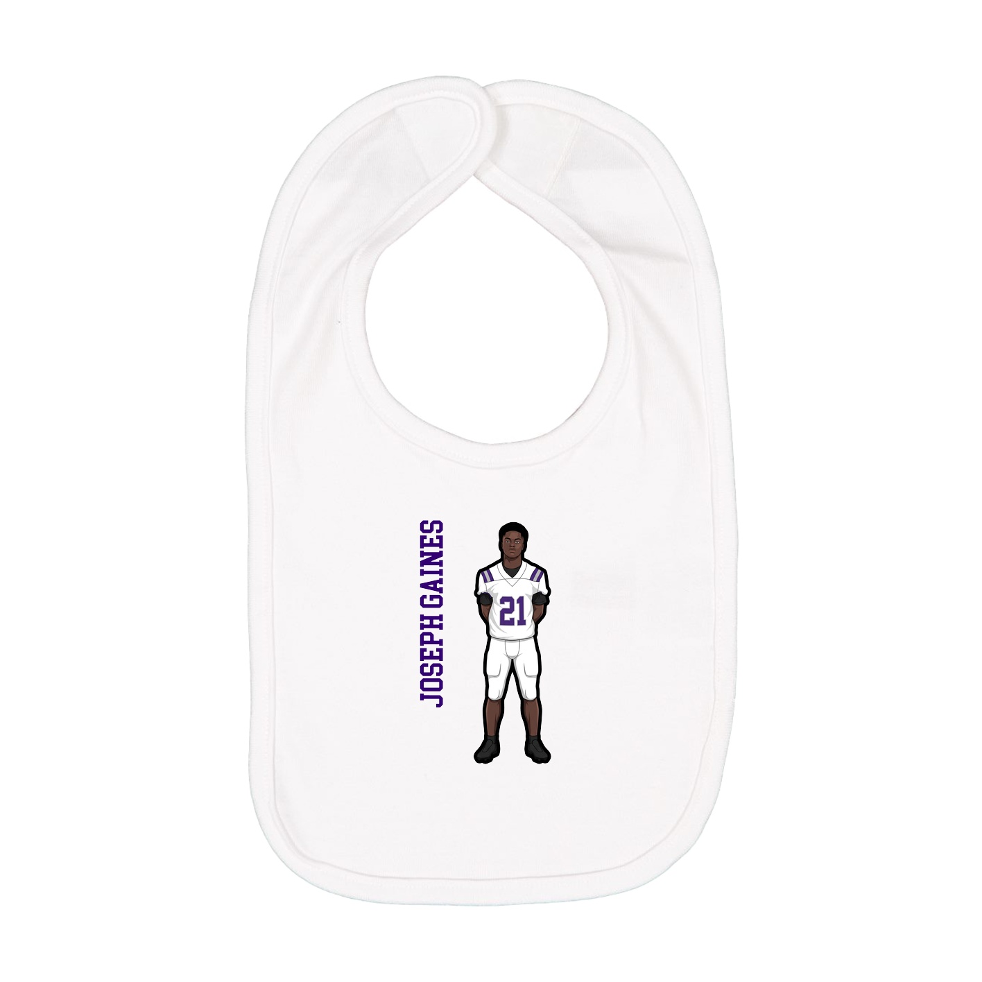 Infant Bib — Name Vertical in White