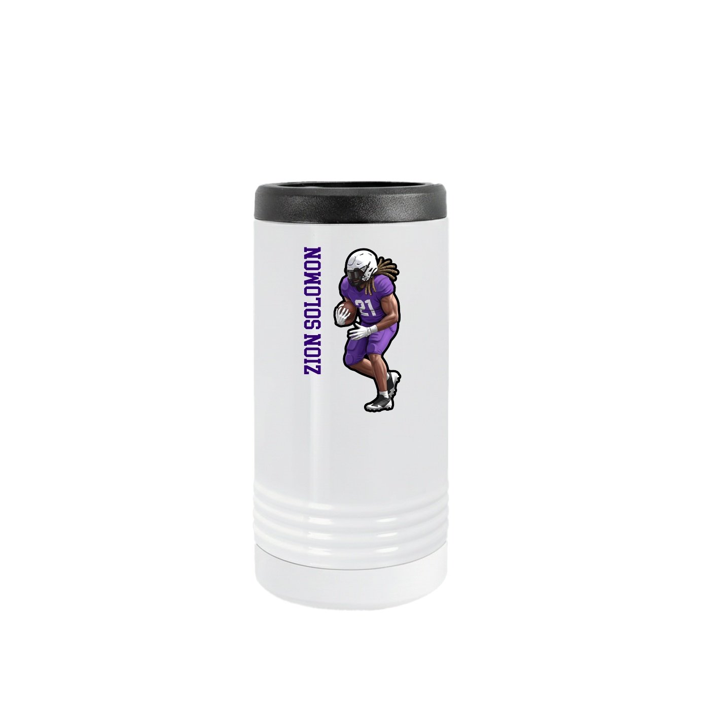 Slim Beverage Holder — Name Vertical in White