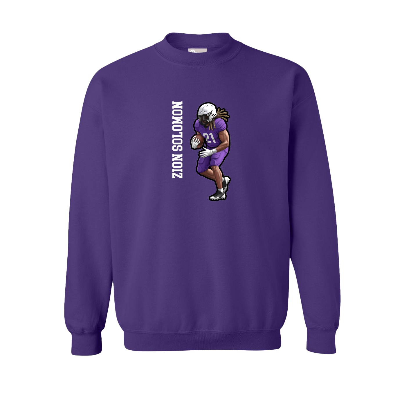Fleece Crew — Name Vertical in Purple