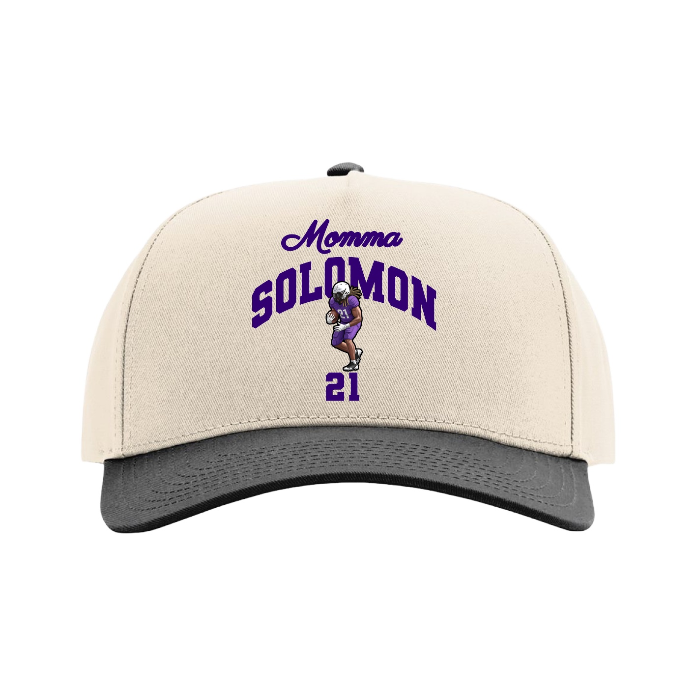 Full Fabric Five-Panel Champ Cap — Mothers Day Arch in Cream/Black