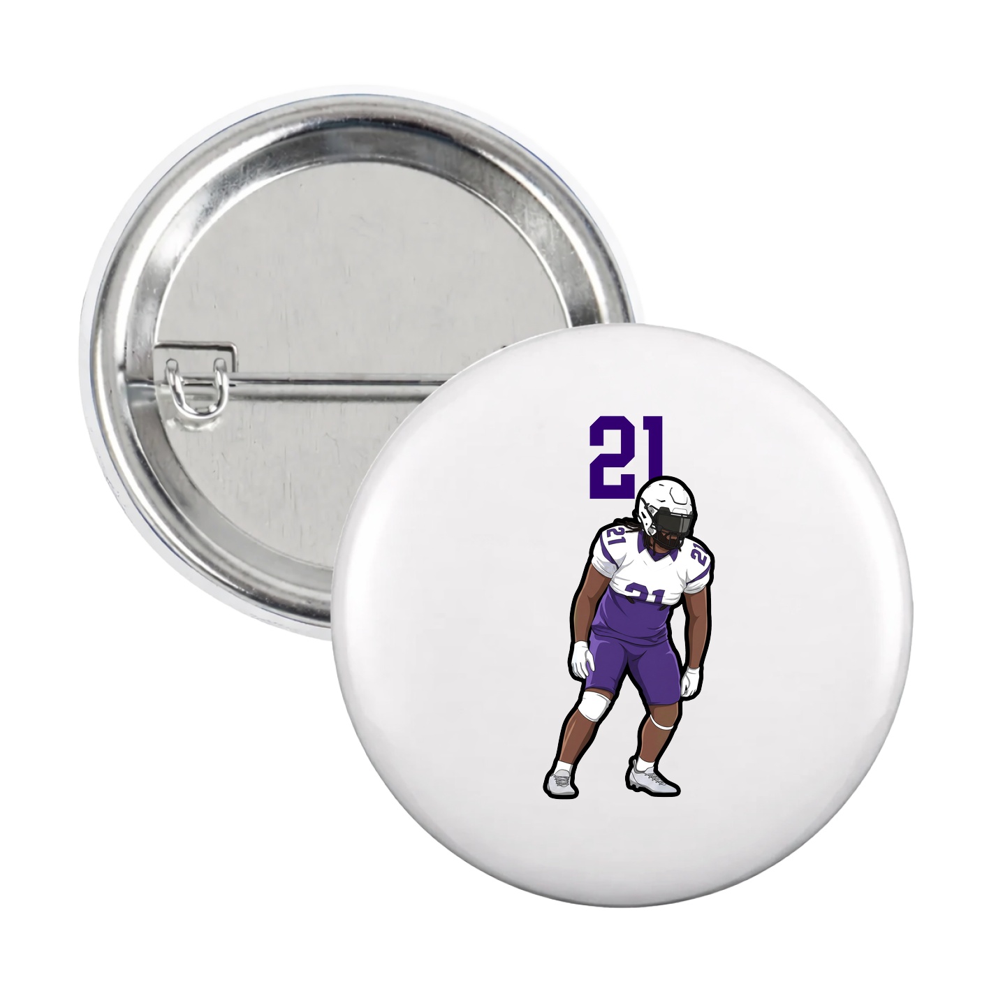 Game Day Button — Number Top in White