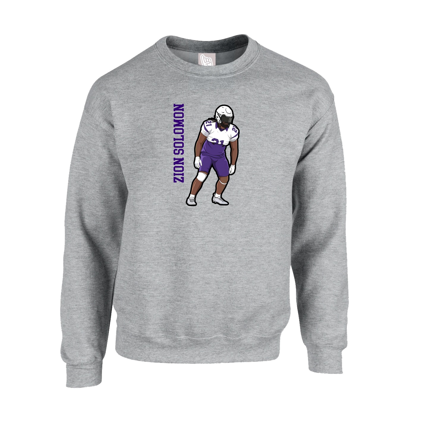 Fleece Crew — Name Vertical in Grey