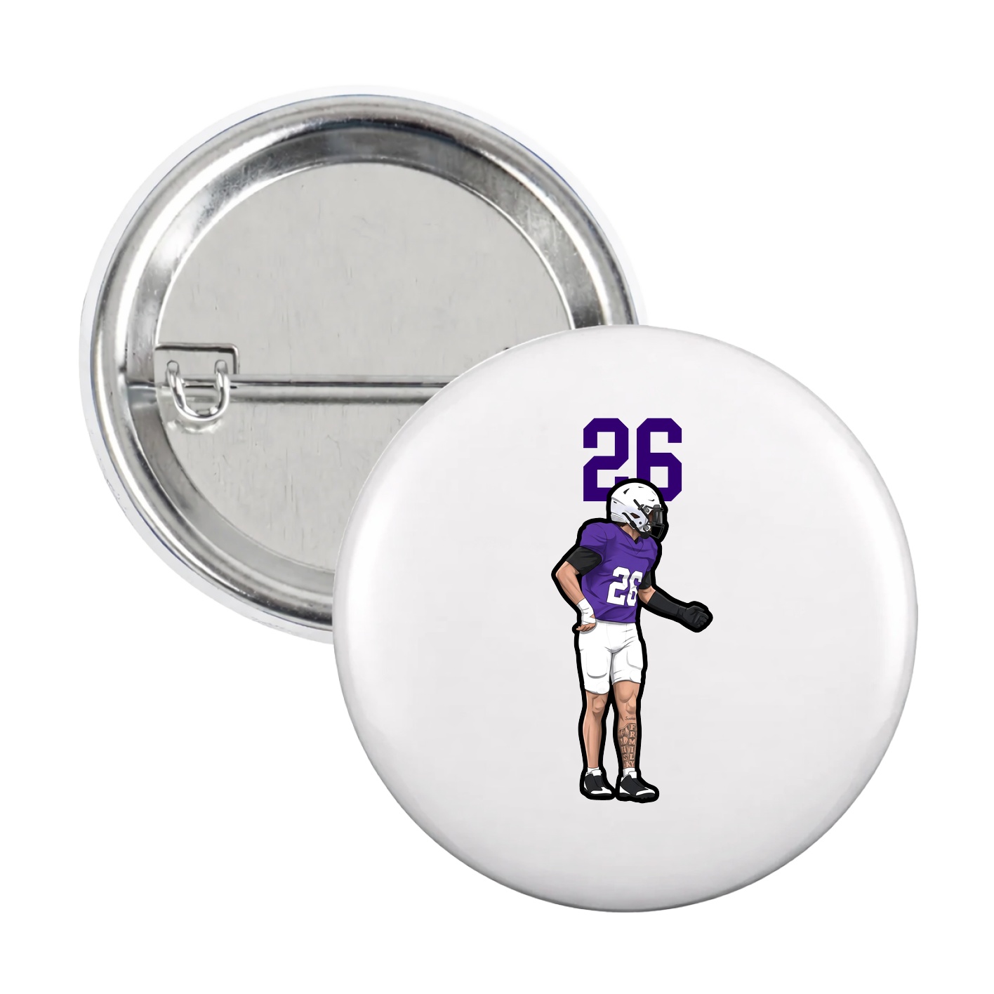 Game Day Button — Number Top in White