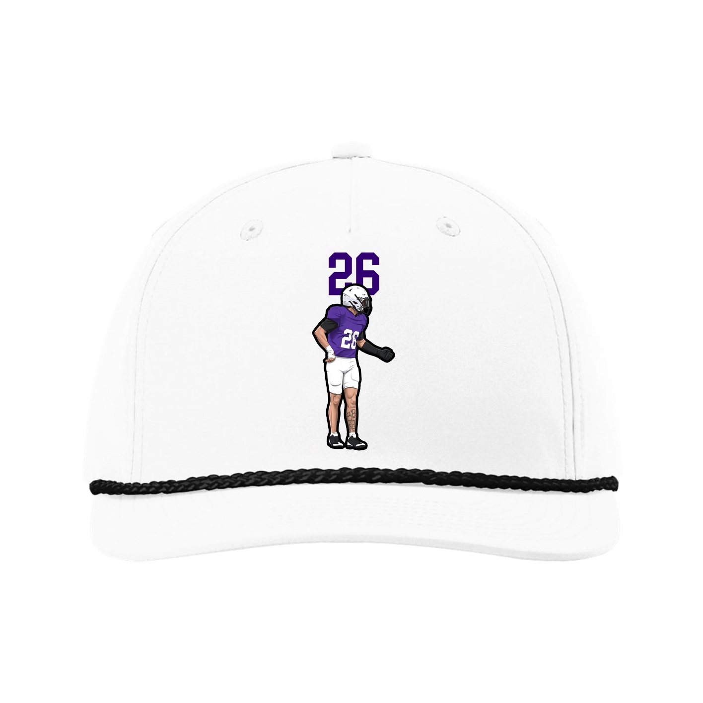 Five-Panel Classic Rope Cap — Number Top in White