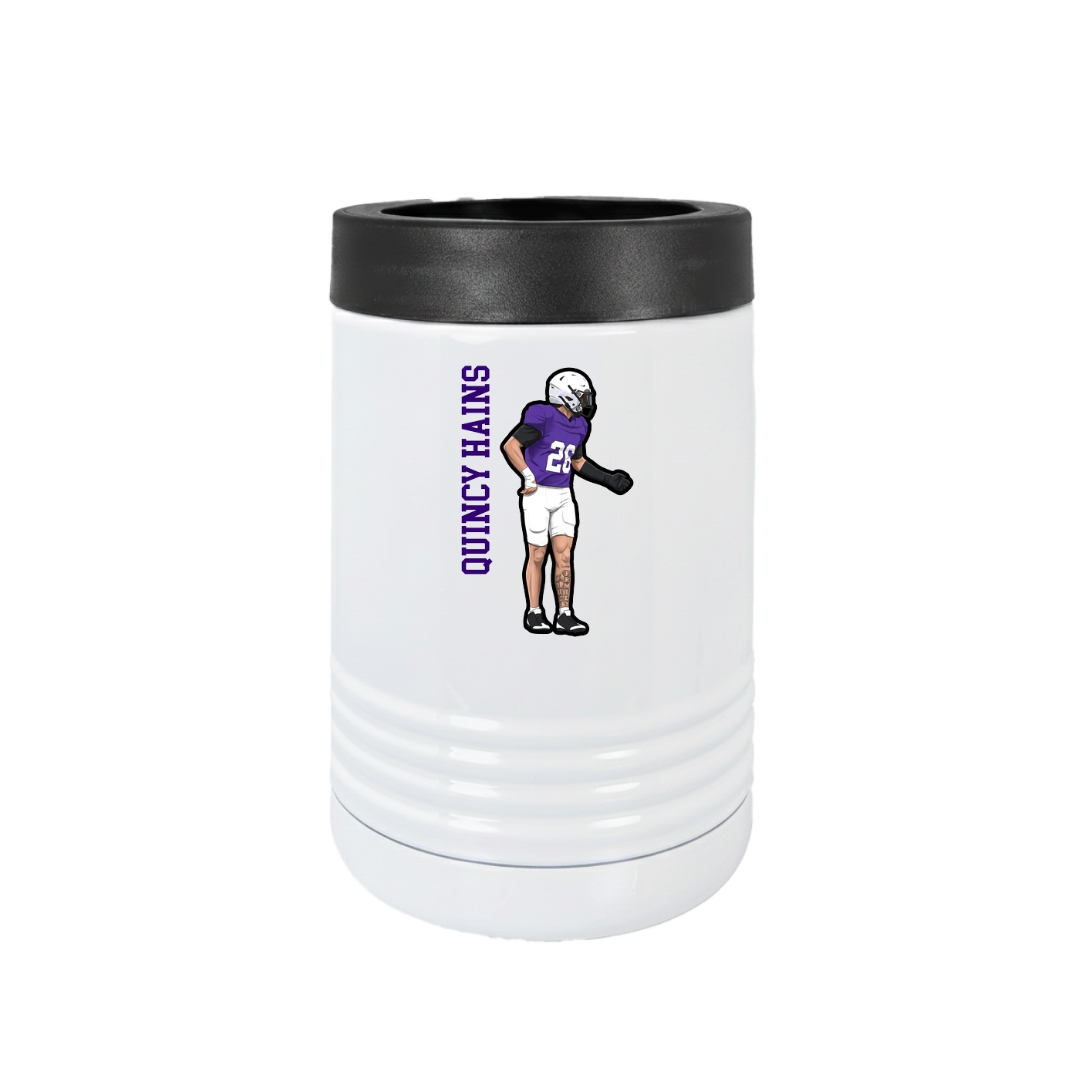 Beverage Holder — Name Vertical in White