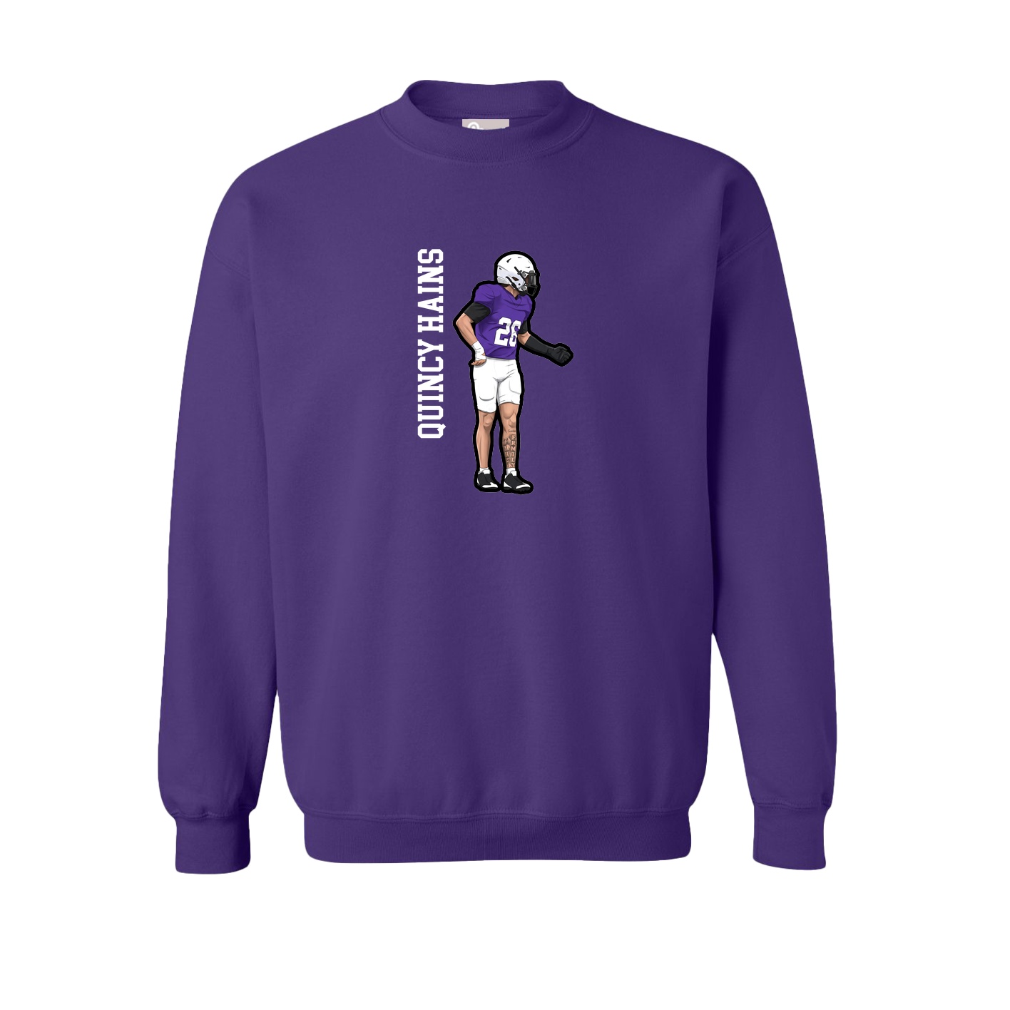 Fleece Crew — Name Vertical in Purple