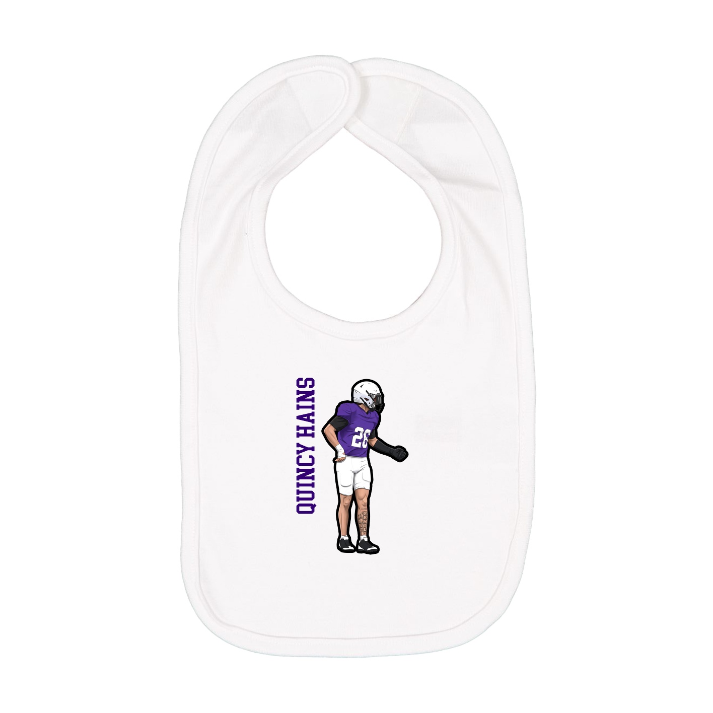 Infant Bib — Name Vertical in White