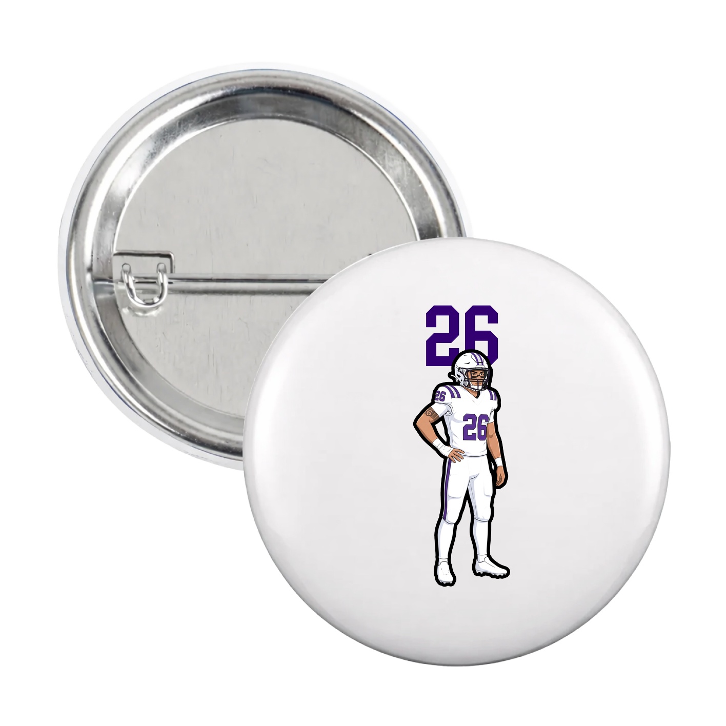 Game Day Button — Number Top in White
