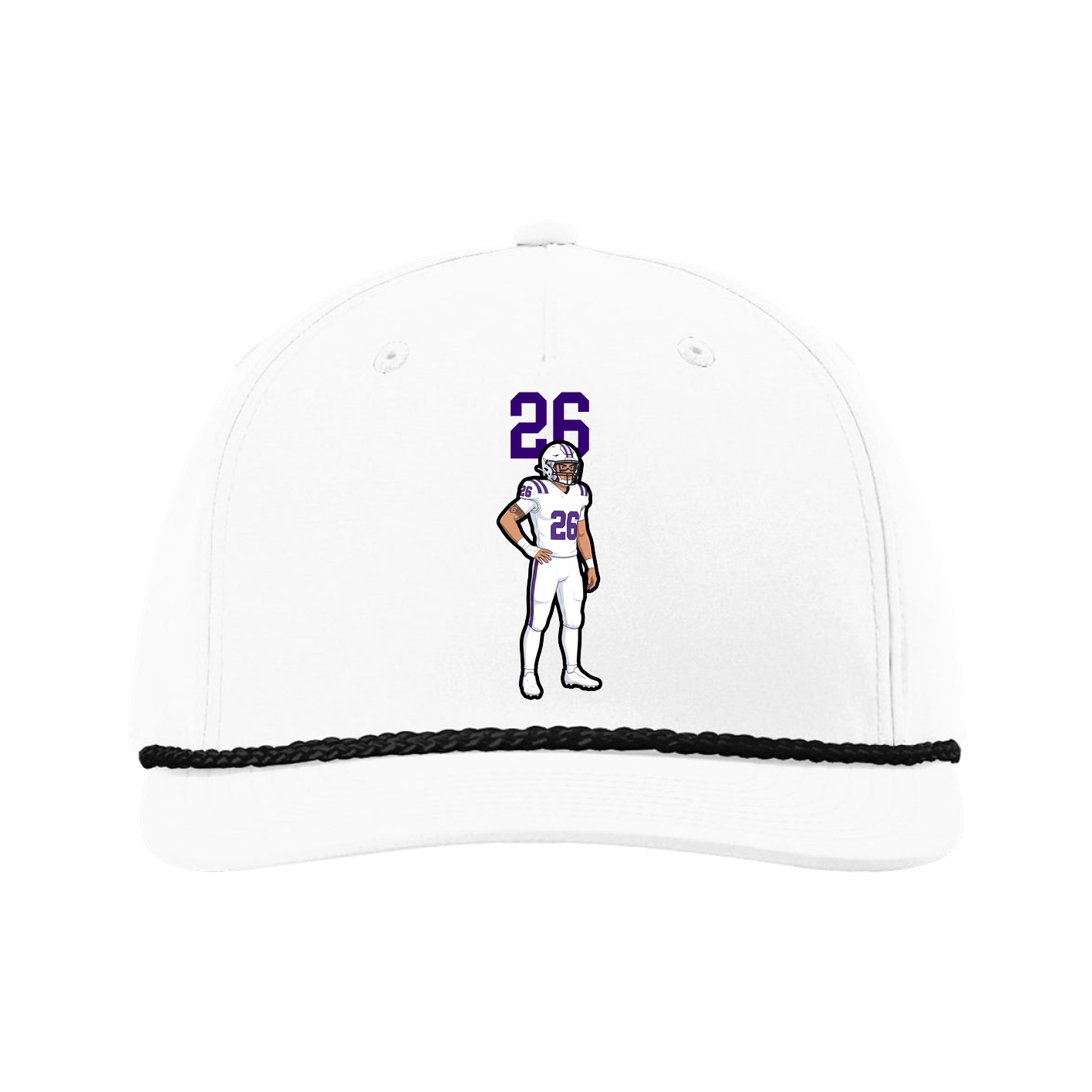 Five-Panel Classic Rope Cap — Number Top in White