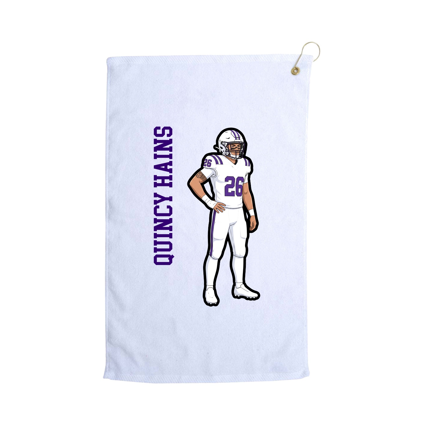 Golf Towel — Name Vertical in White