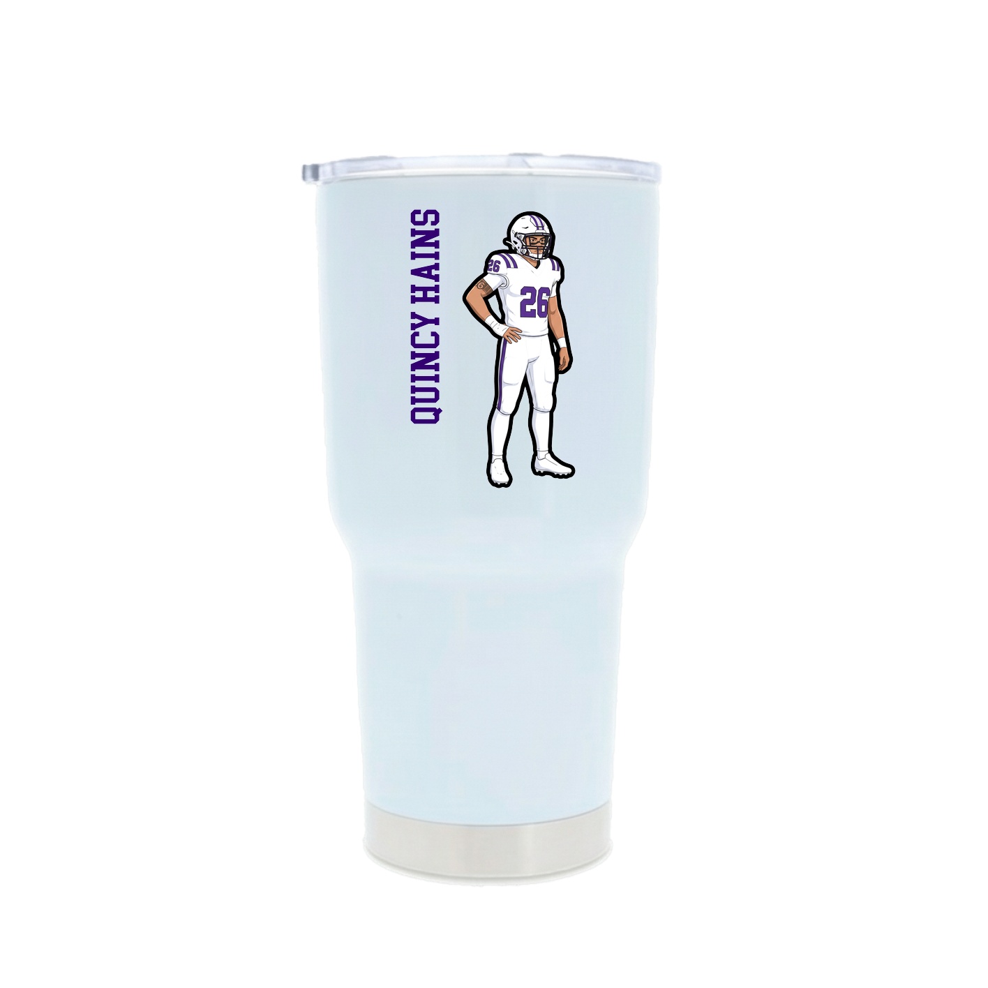 30oz Stainless Steel Tumbler — Name Vertical in White