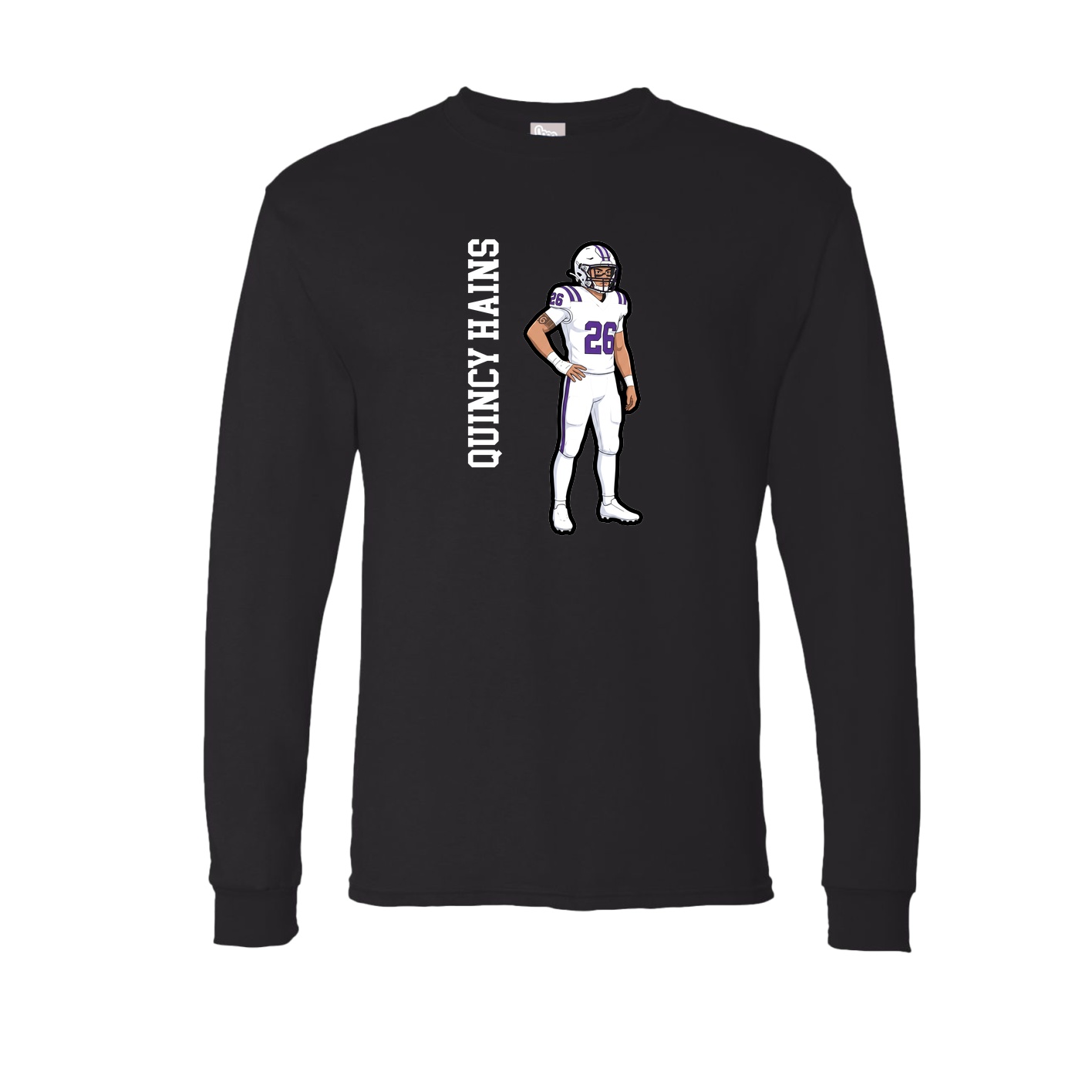 Long Sleeve Tee — Name Vertical in Black
