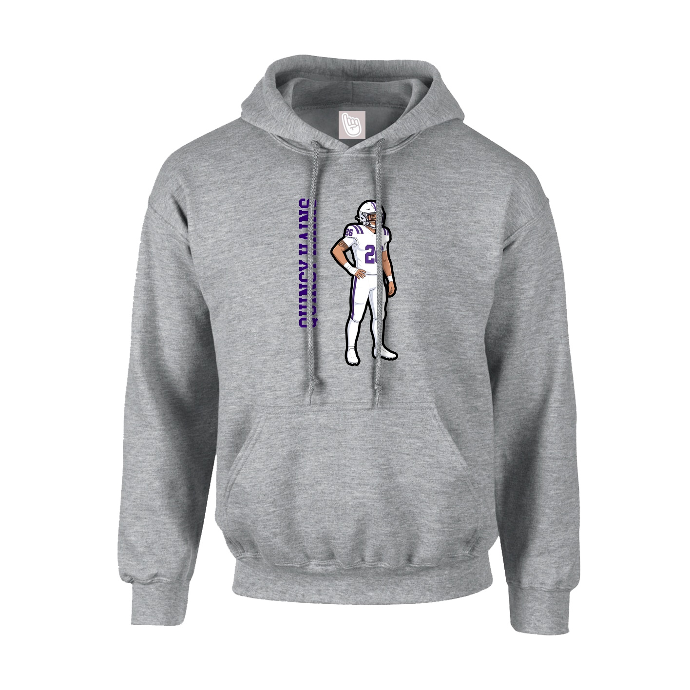 Hoodie — Name Vertical in Grey