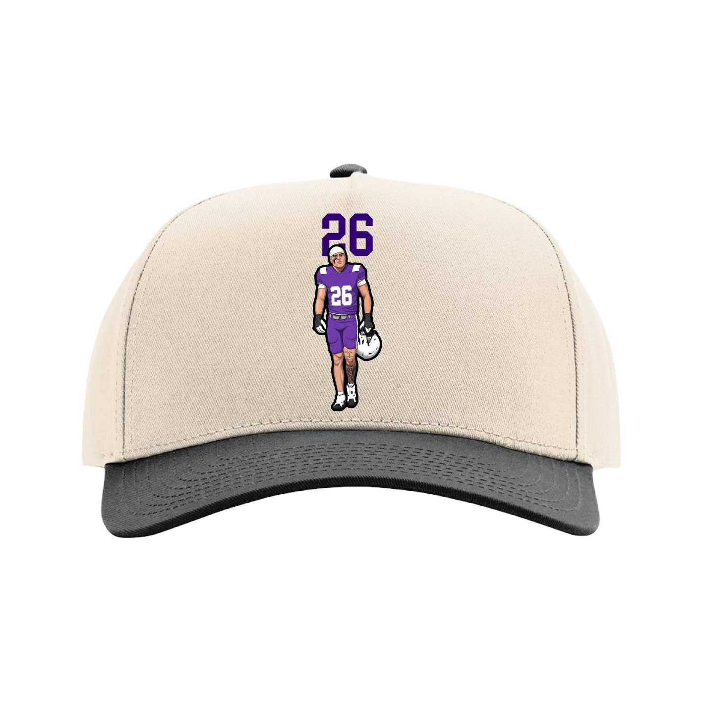 Full Fabric Five-Panel Champ Cap — Number Top in Cream/Black