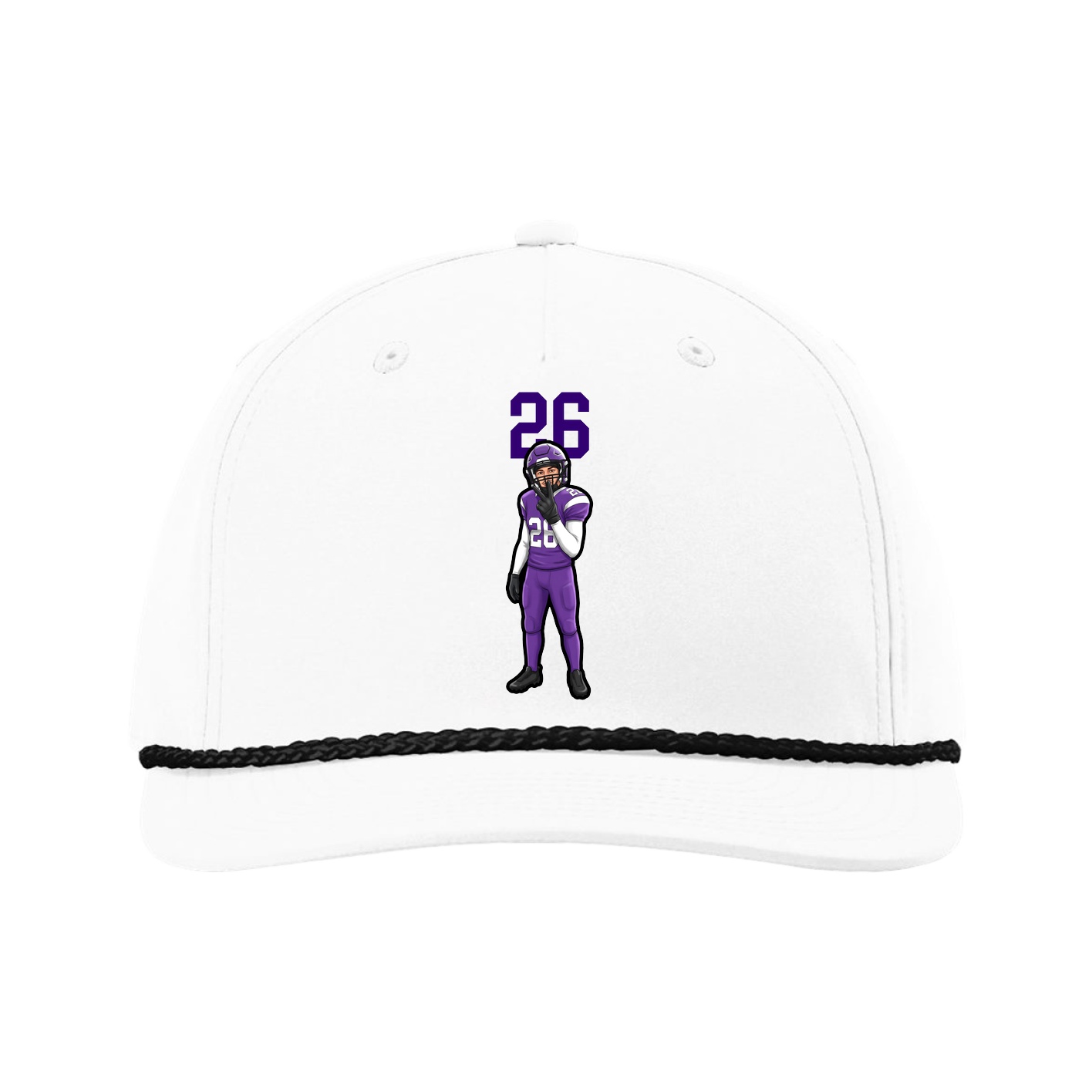 Five-Panel Classic Rope Cap — Number Top in White