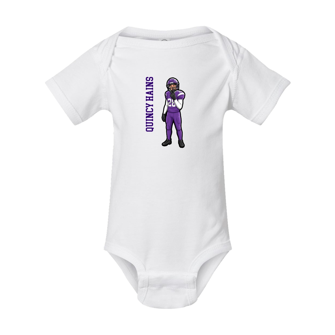 Baby Onesie — Name Vertical in White