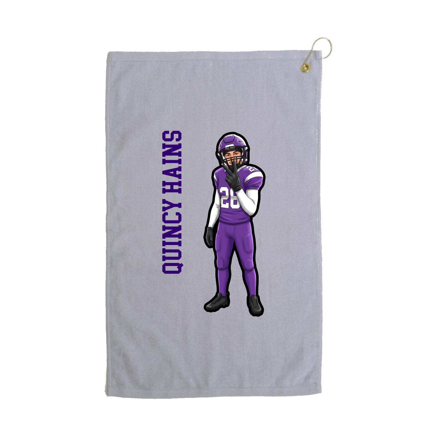 Golf Towel — Name Vertical in Grey