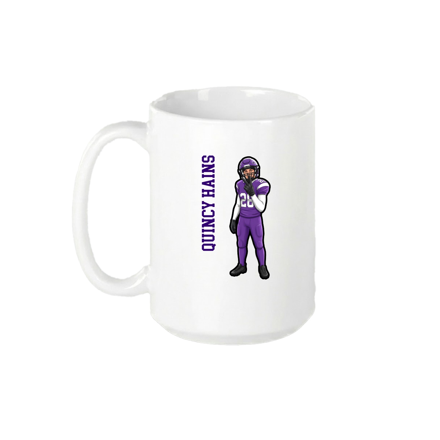 15oz Coffee Mug — Name Vertical in White