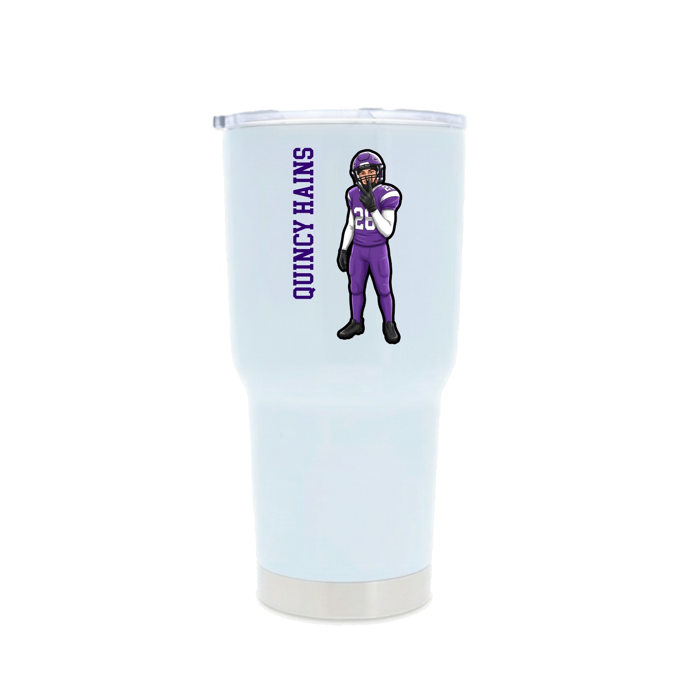 30oz Stainless Steel Tumbler — Name Vertical in White