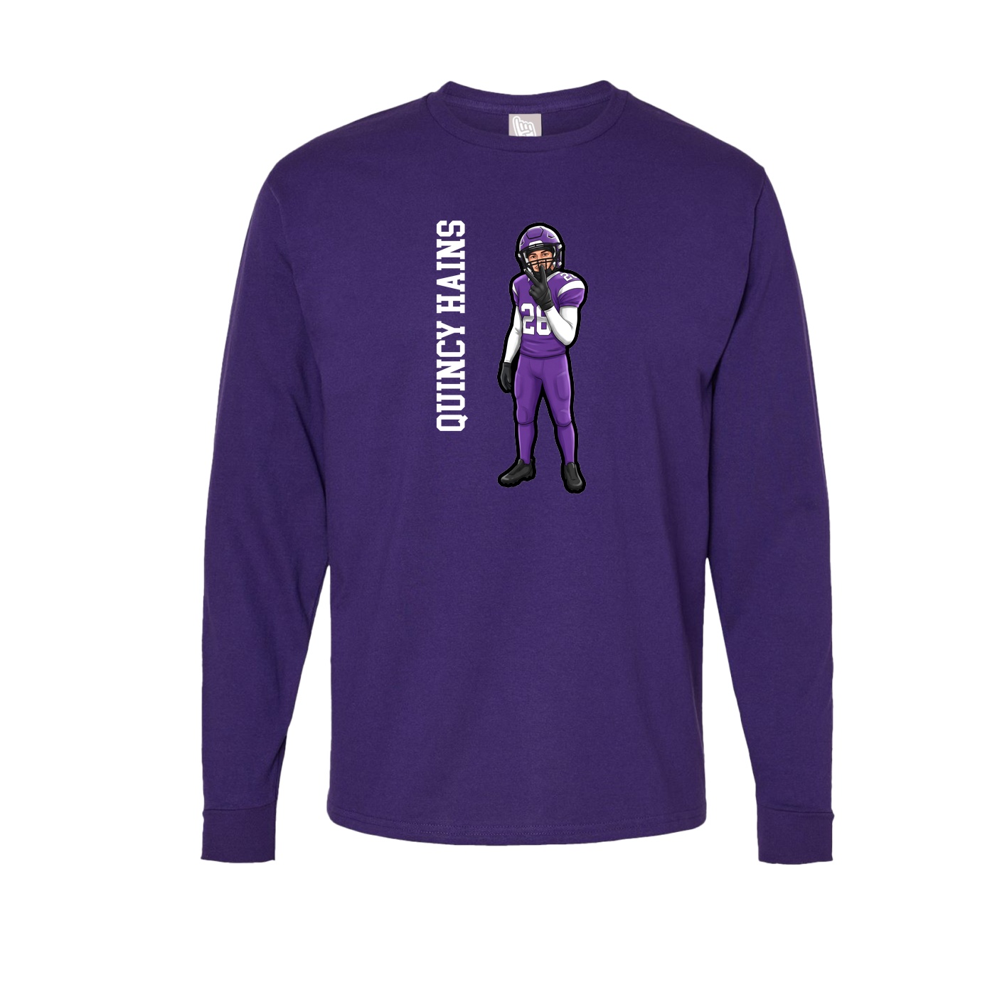 Long Sleeve Tee — Name Vertical in Purple