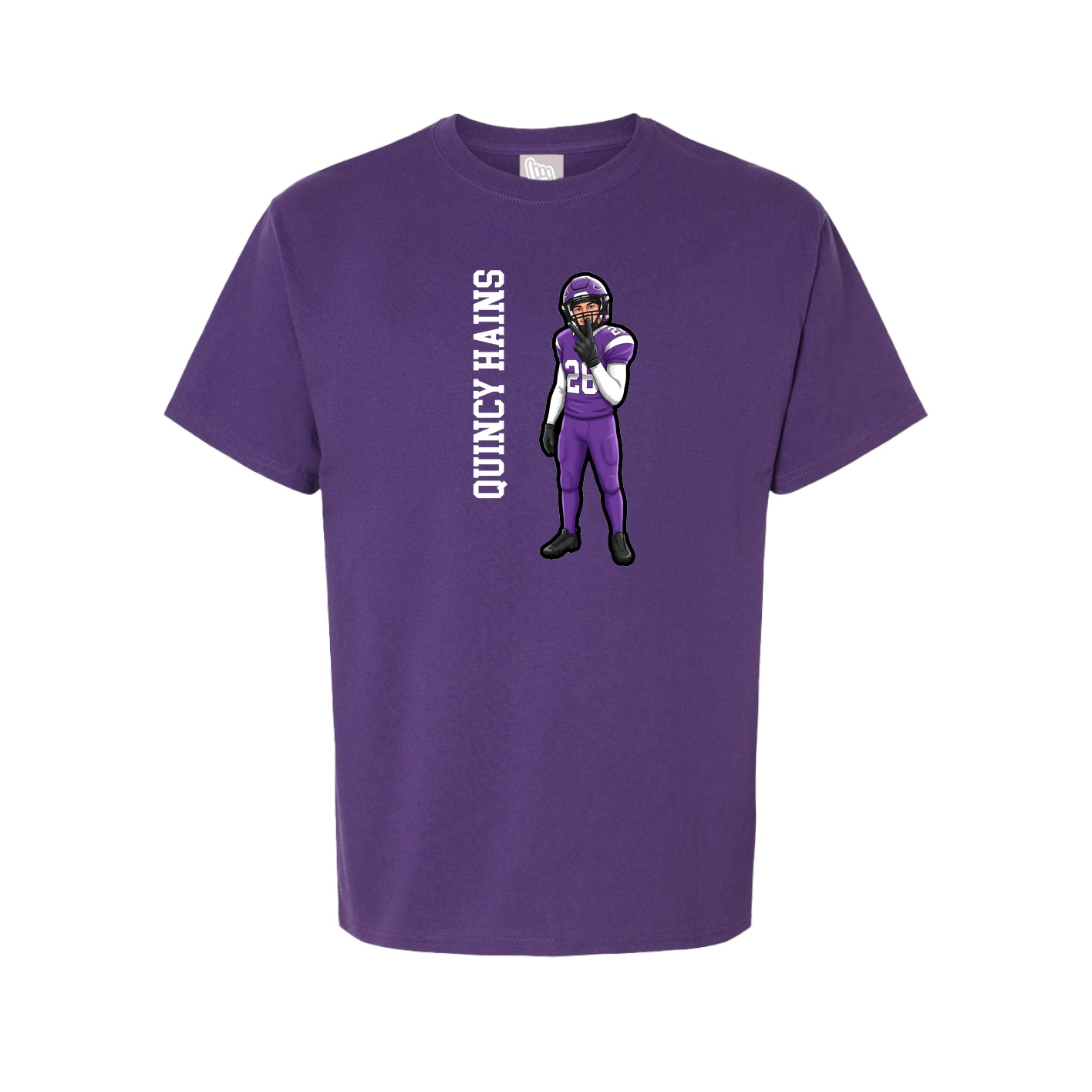 Youth Tee — Name Vertical in Purple