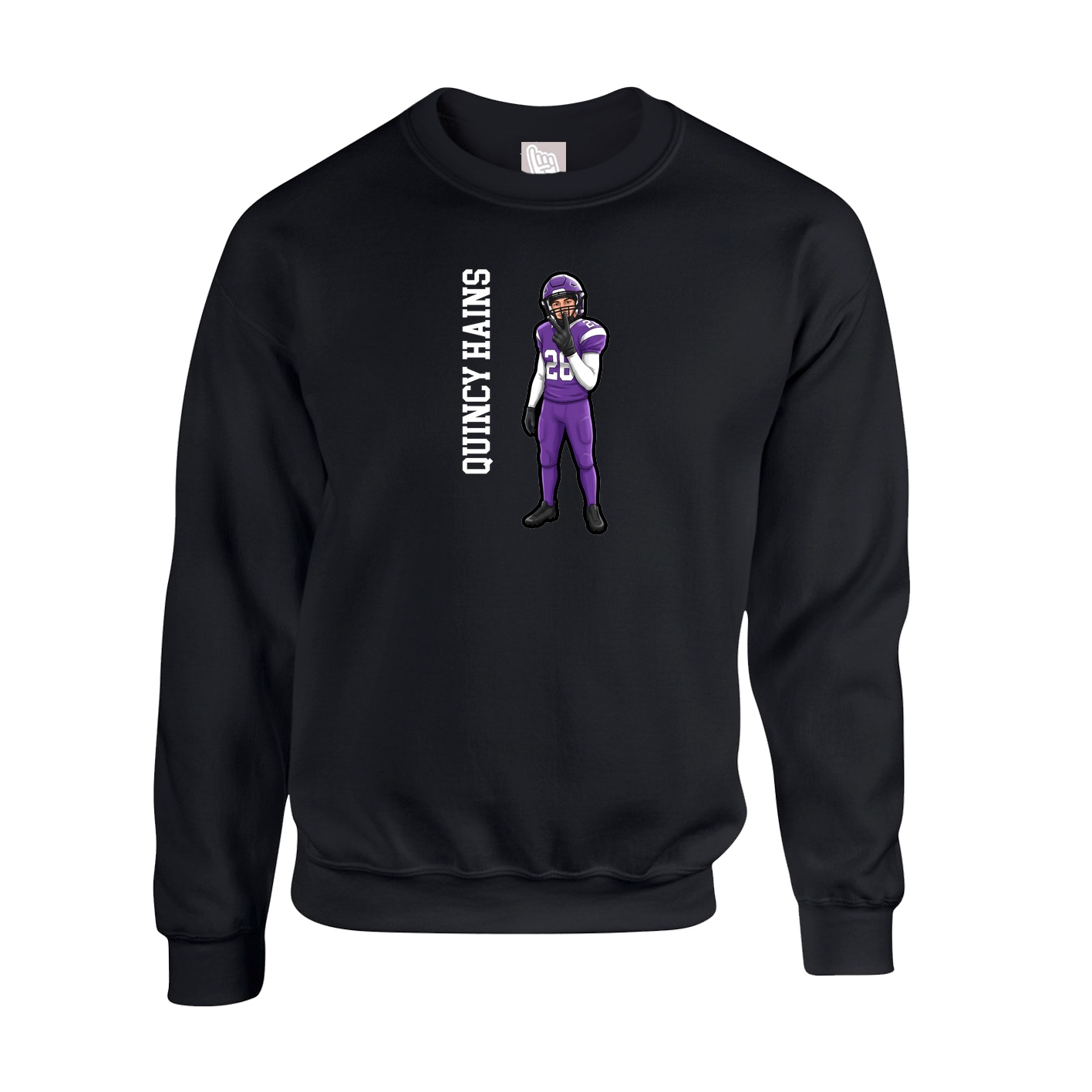Fleece Crew — Name Vertical in Black