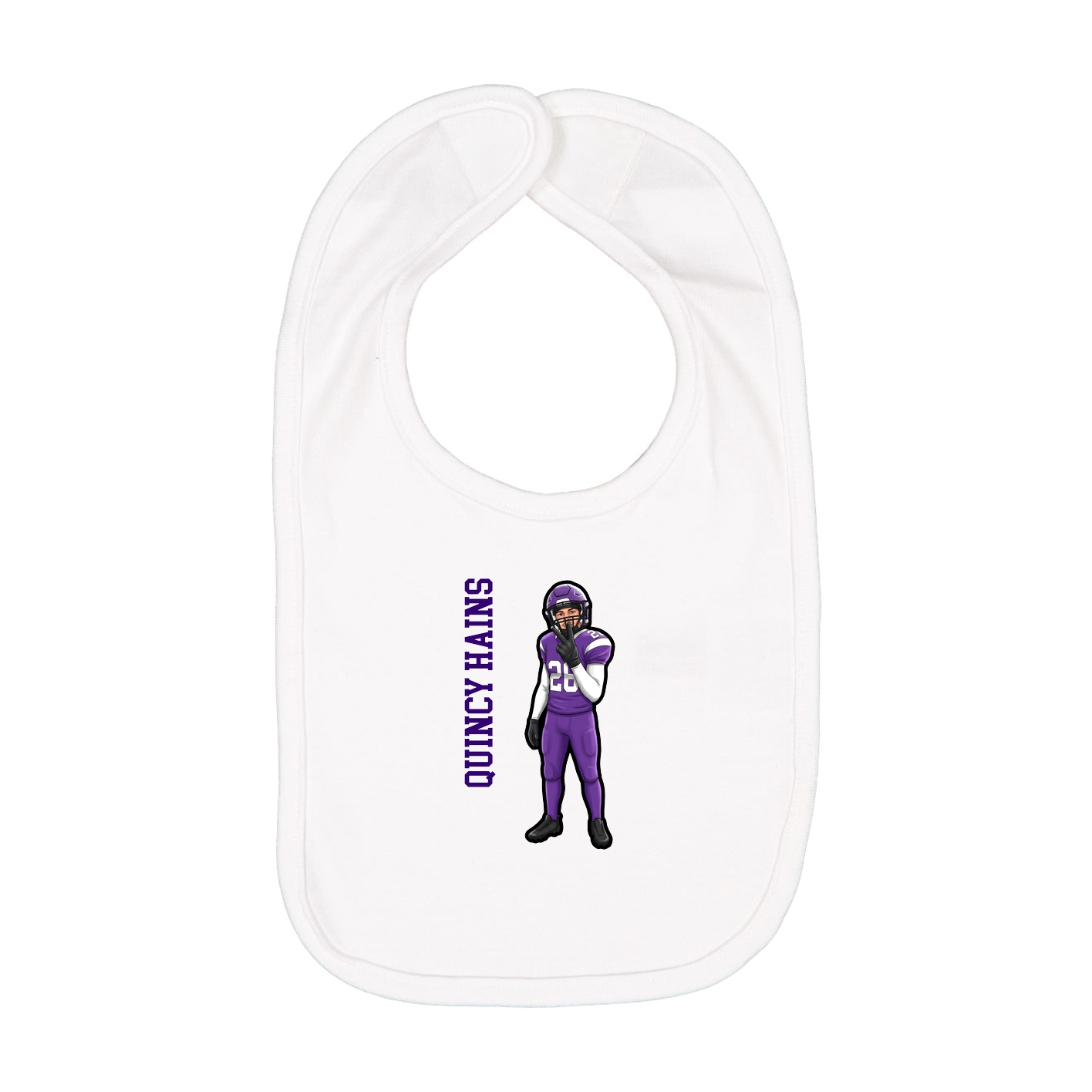 Infant Bib — Name Vertical in White