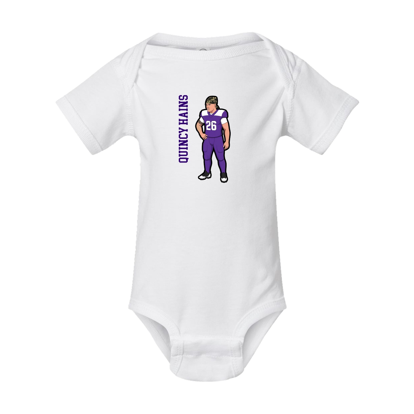 Baby Onesie — Name Vertical in White