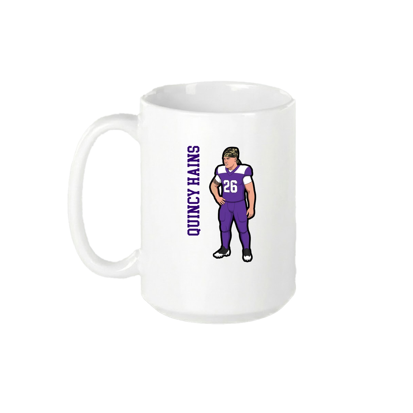 15oz Coffee Mug — Name Vertical in White