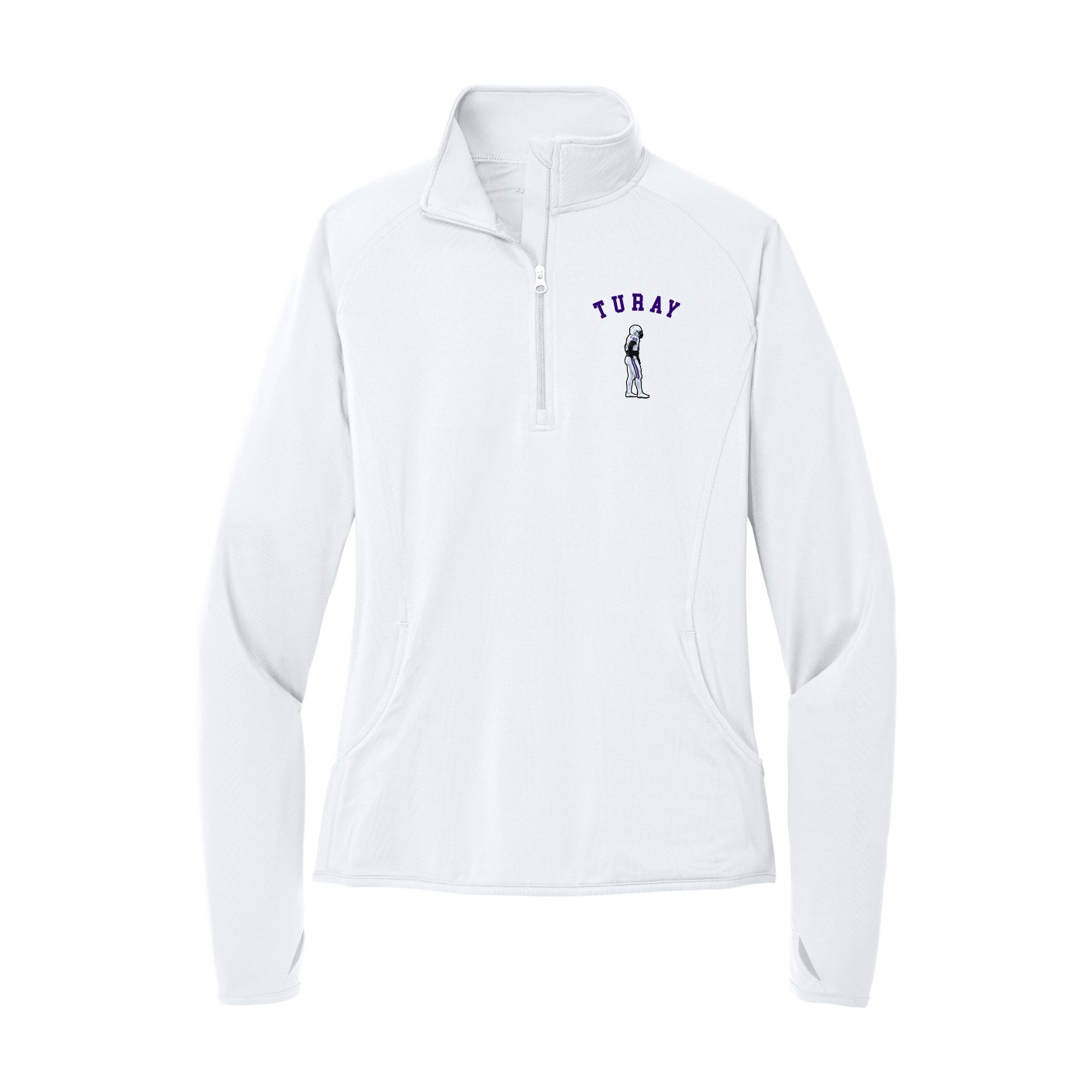 Women's Q-Zip Pullover — Shirsey Arch in White