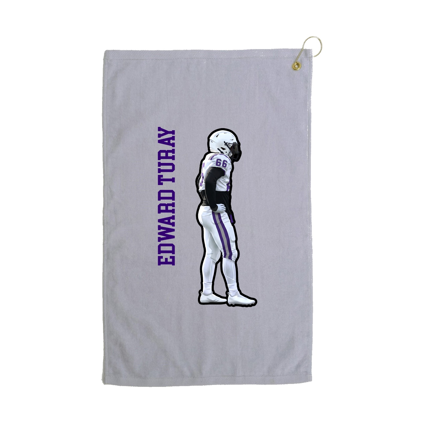 Golf Towel — Name Vertical in Grey