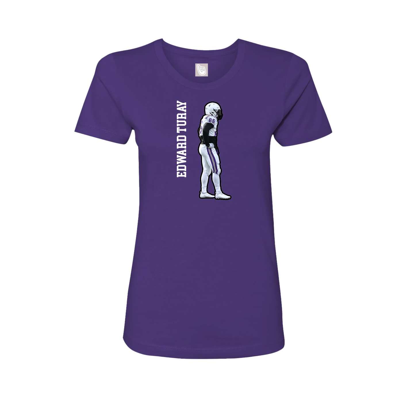 Womens Tee — Name Vertical in Purple