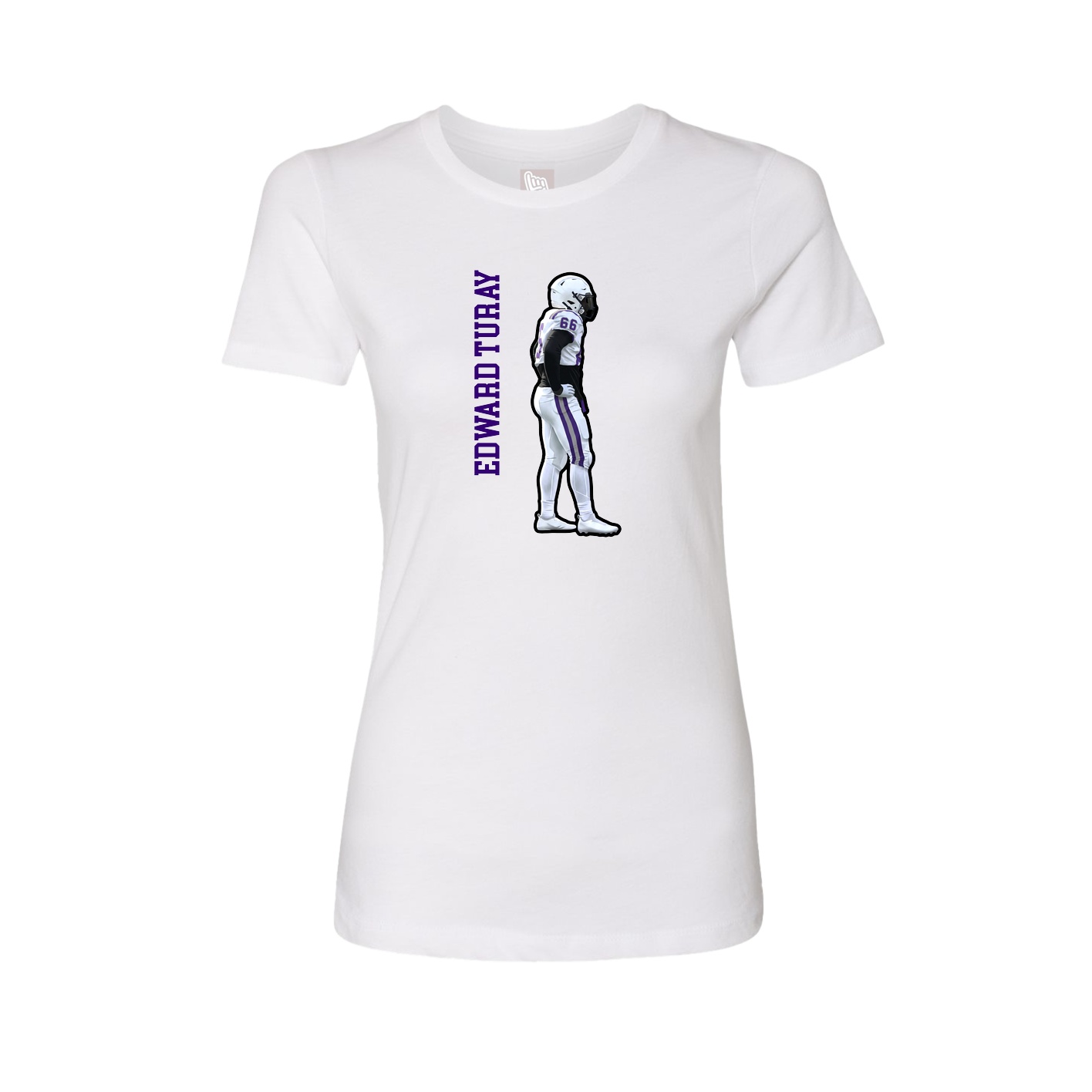 Fitted Women's Tee — Name Vertical in White
